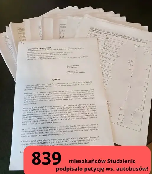 Mieszkańcy Studzienic walczą o przywrócenie kursów autobusu linii B – 839 podpisów pod petycją