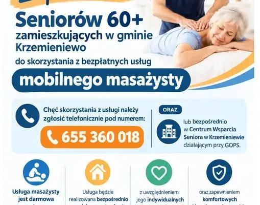 Bezpłatne masaże dla seniorów 60+ z Gminy Krzemieniewo