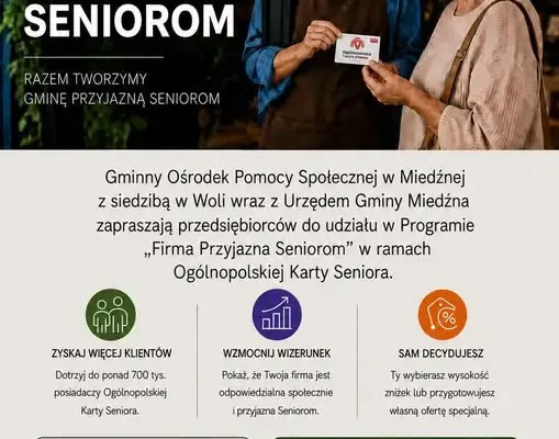 Gmina Miedźna zachęca firmy do udziału w Programie „Firma Przyjazna Seniorom”
