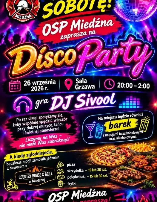 Disco Party w Miedźnej – OSP zaprasza już w tę sobotę