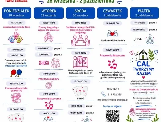 Tydzień pełen atrakcji w CAL Pawłowice – harmonogram 28.09–2.10