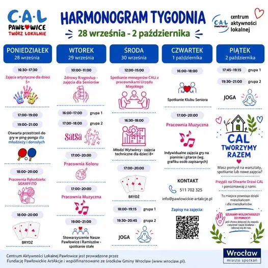 Tydzień pełen atrakcji w CAL Pawłowice – harmonogram 28.09–2.10