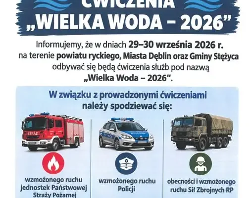 Ćwiczenia „Wielka Woda – 2026” w powiecie ryckim, Dęblinie i Gminie Stężyca