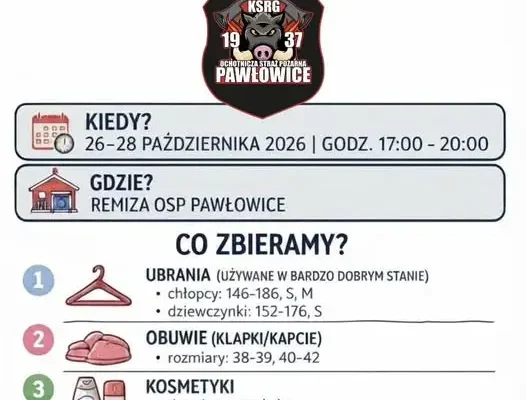 OSP Pawłowice organizuje zbiórkę darów dla Domu Dziecka w Głogowie