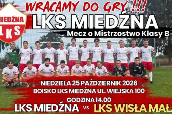 LKS Miedźna szuka rehabilitacji po blamażu. W niedzielę mecz z Wisłą Mała