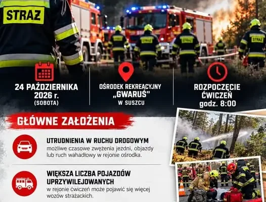 Ćwiczenia strażackie w Suszcu – 24 października 2026
