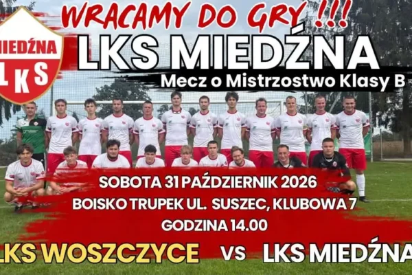LKS Miedźna wraca do gry – sobotni mecz z LKS Woszczyce